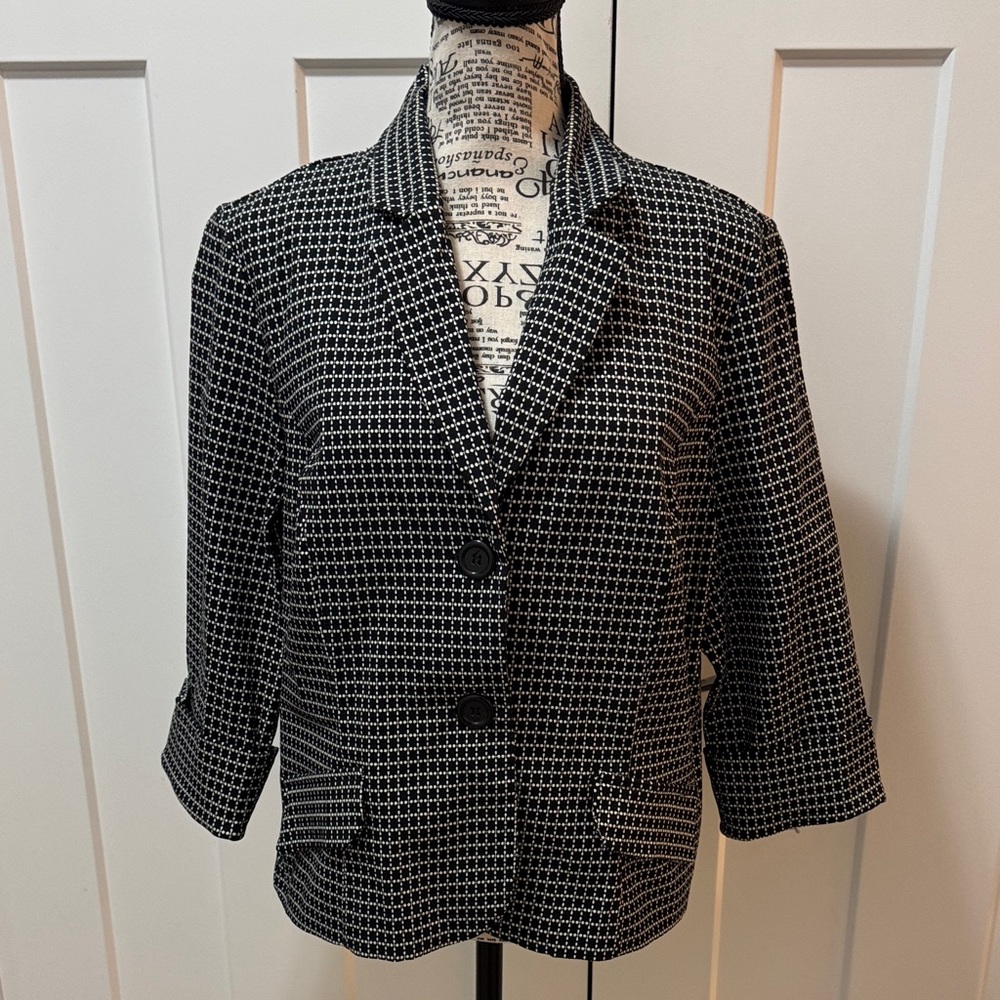 Aa Studio Black and White Patterned Blazer